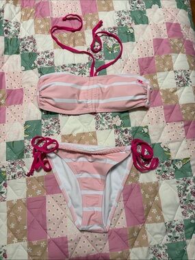 Juicy Couture Pink and White Stripe Two-Piece Bikini